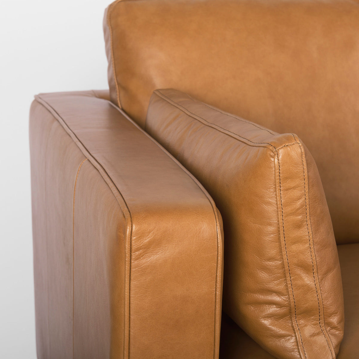 Elton Right Chaise Tan Genuine Leather Sectional
