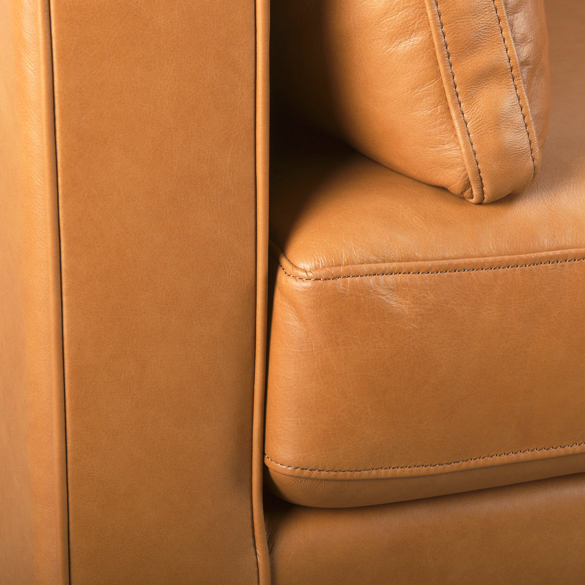 Elton Tan Genuine Leather 3-Seater Sofa
