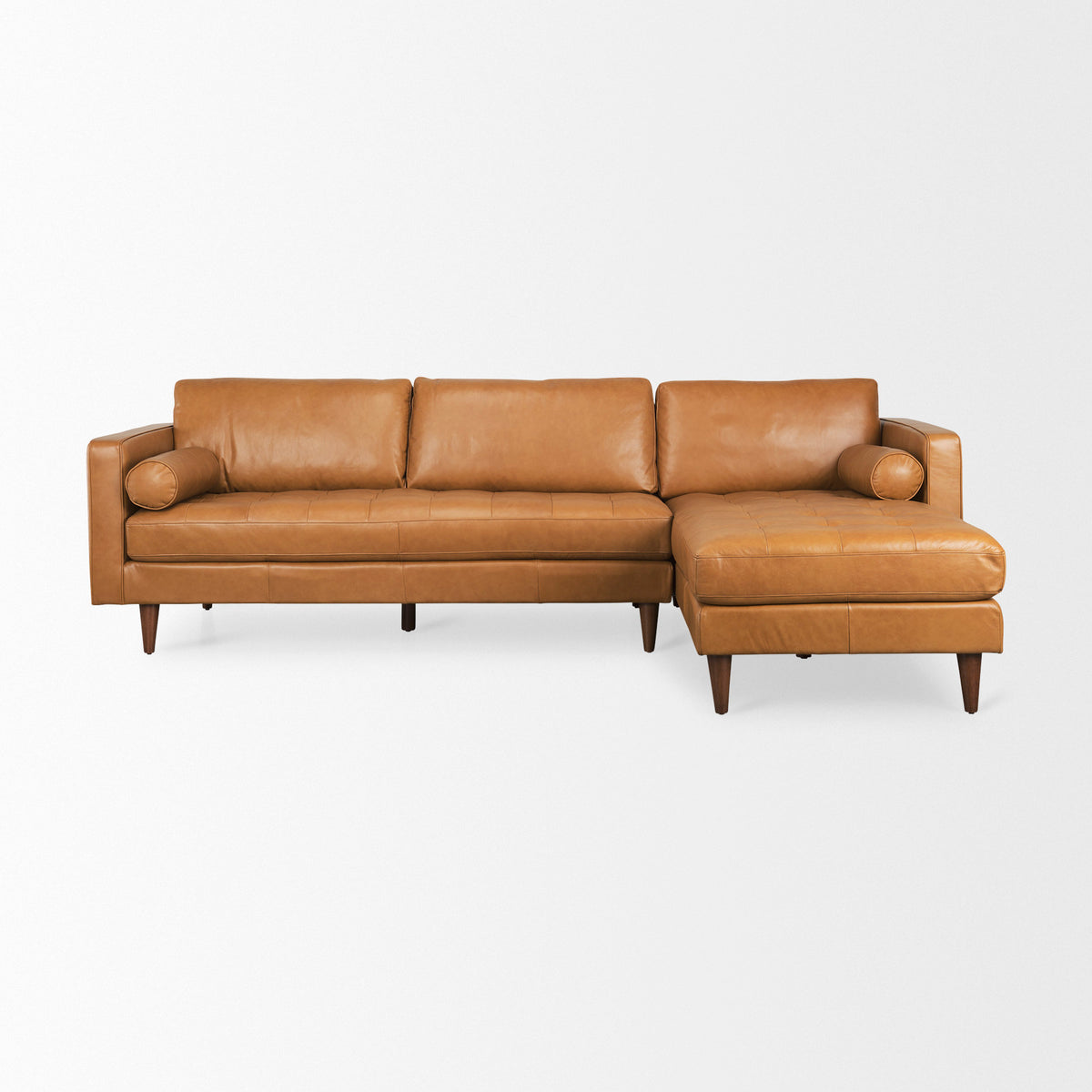 Svend Right Chaise Tan Genuine Leather Sectional