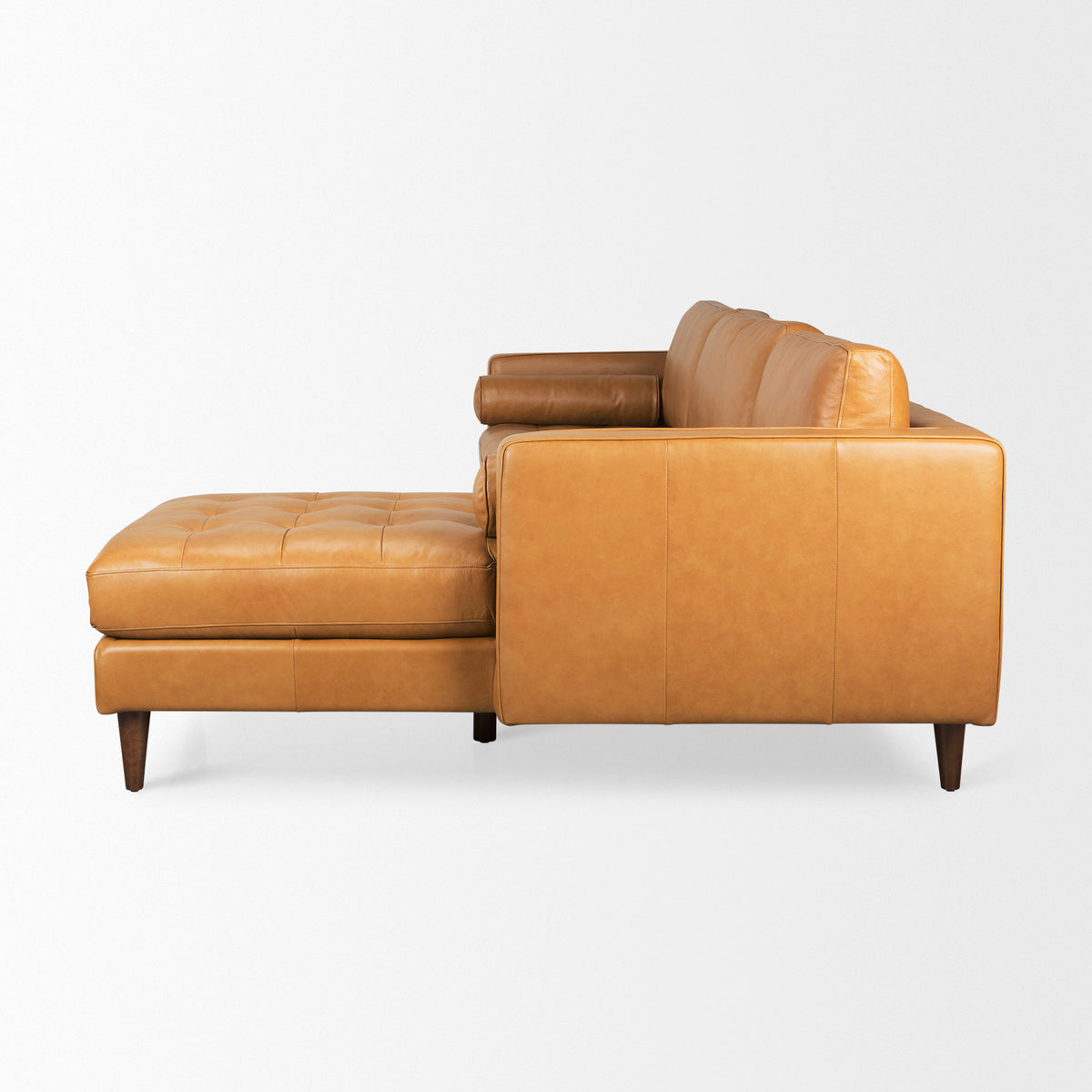 Svend Right Chaise Tan Genuine Leather Sectional