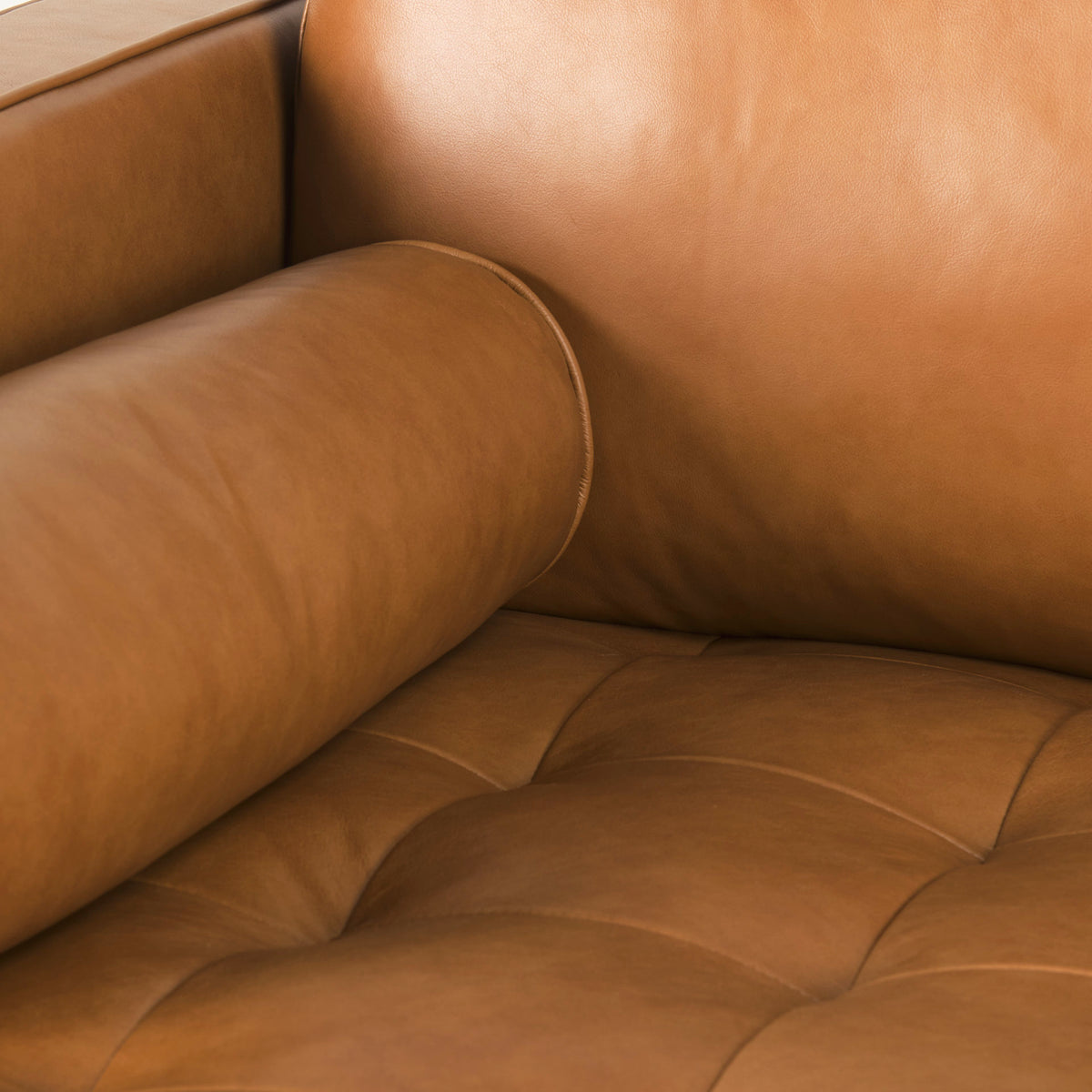 Svend Right Chaise Tan Genuine Leather Sectional