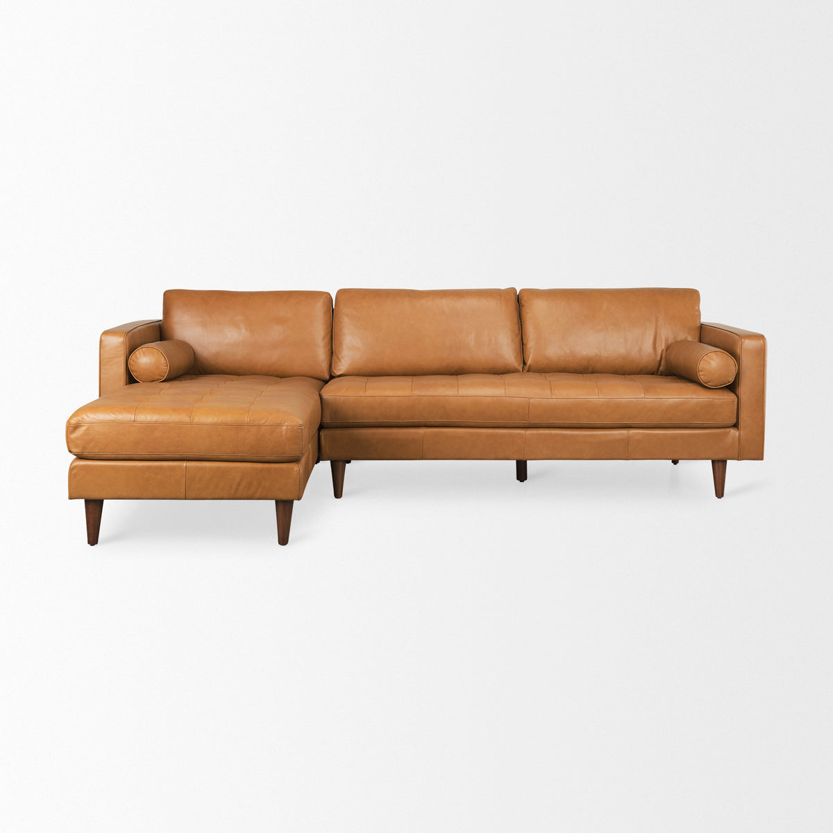 Svend Left Chaise Tan Genuine Leather Sectional
