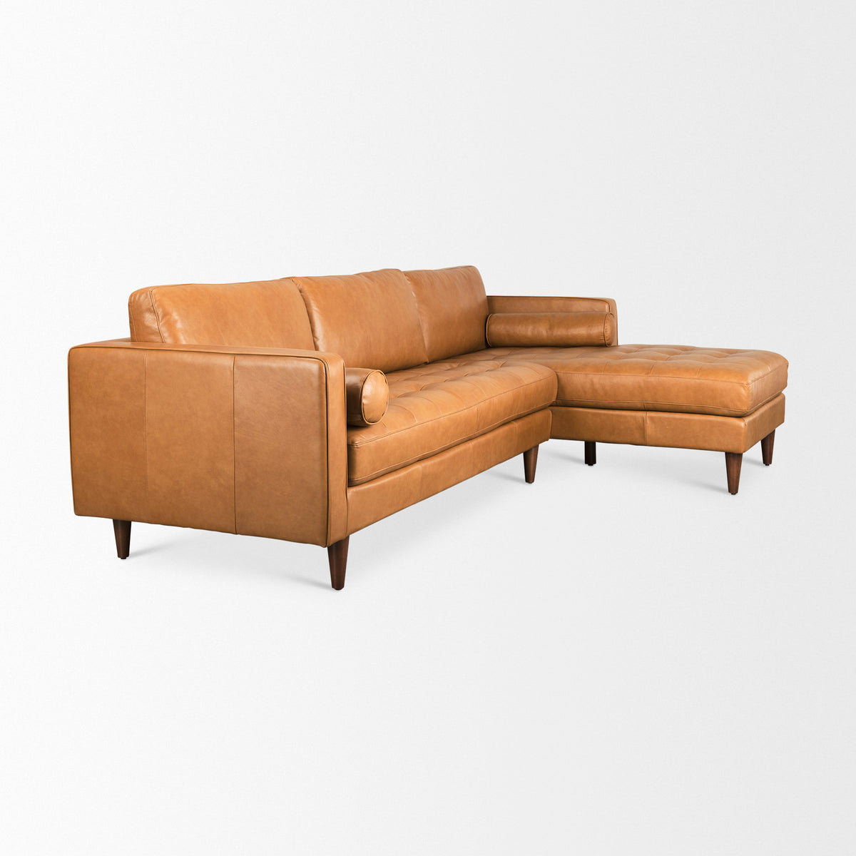 Svend Right Chaise Tan Genuine Leather Sectional