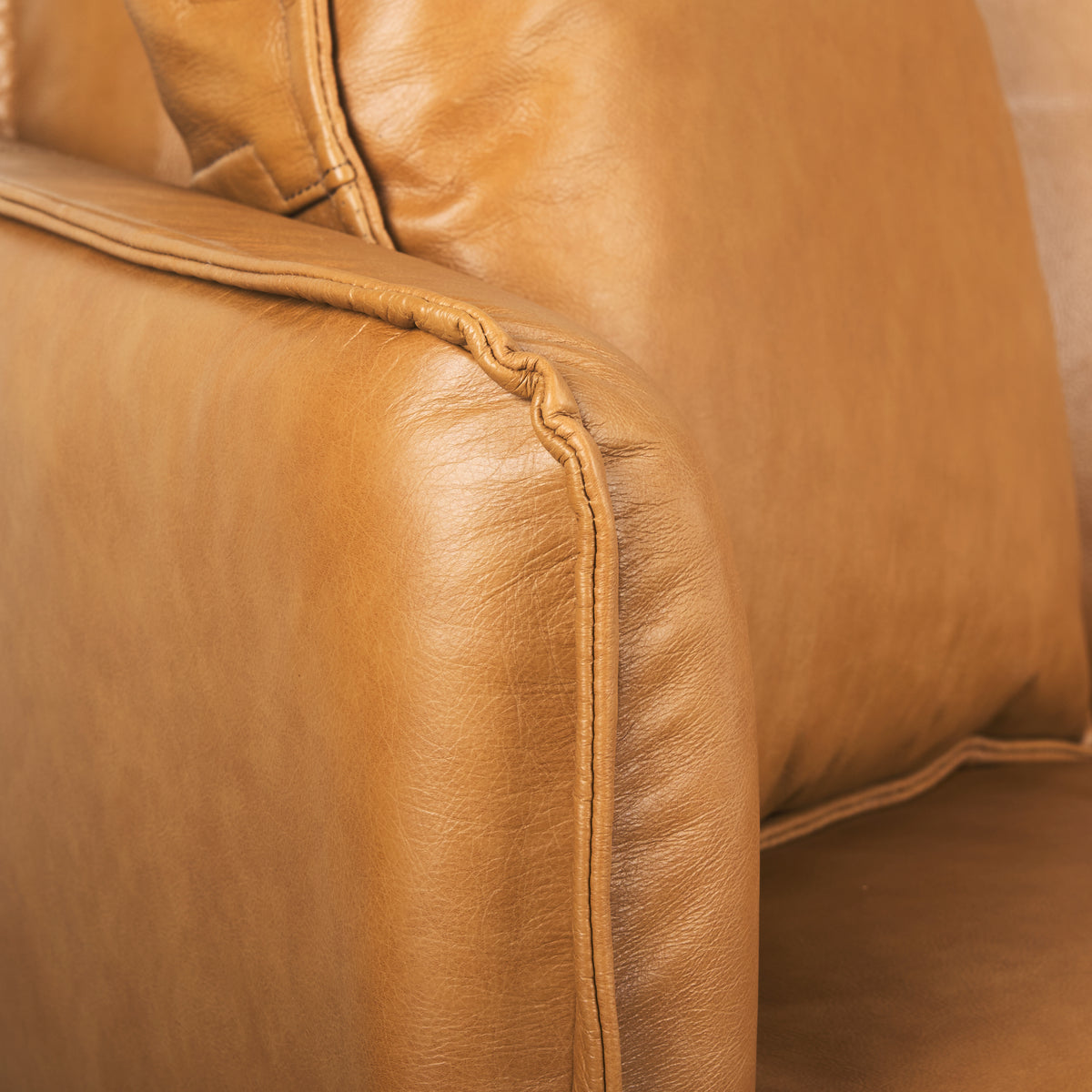 Lake Como Tan Genuine Leather 3-Seater Sofa