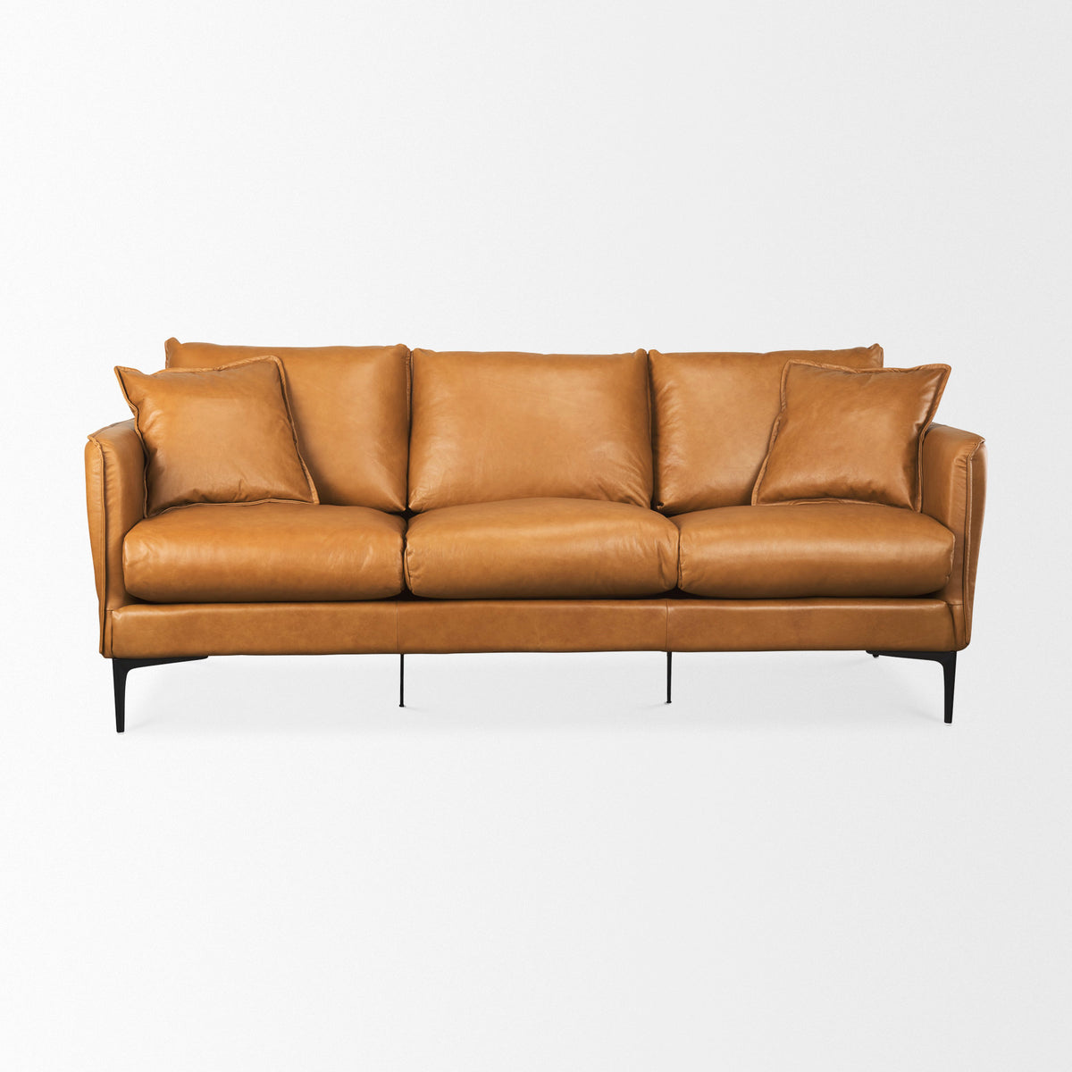 Lake Como Tan Genuine Leather 3-Seater Sofa