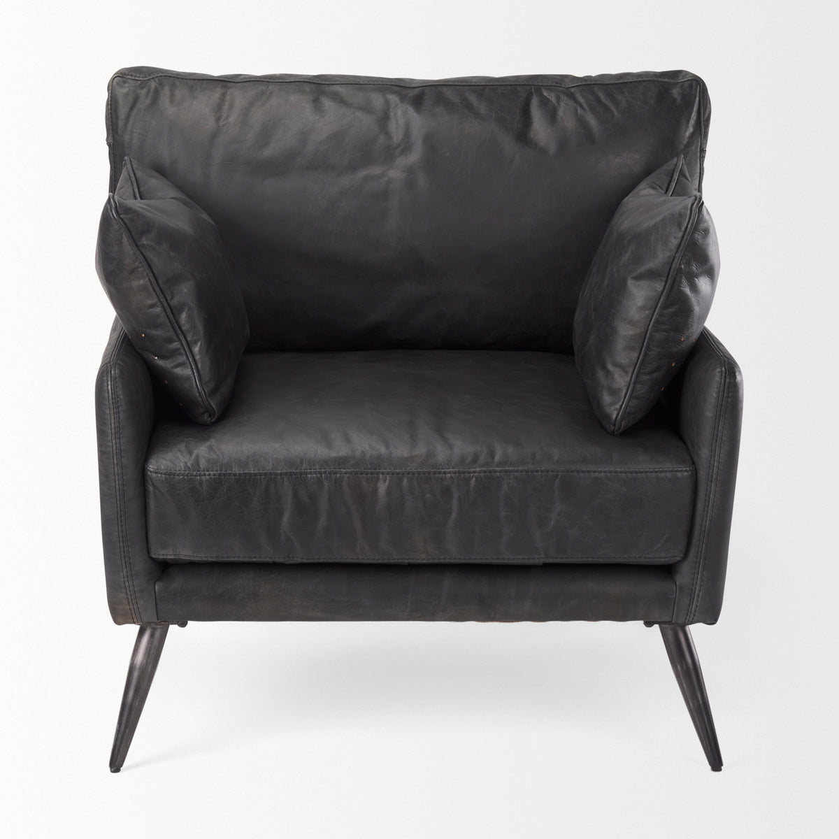 Cochrane Black Genuine Leather Arm Chair