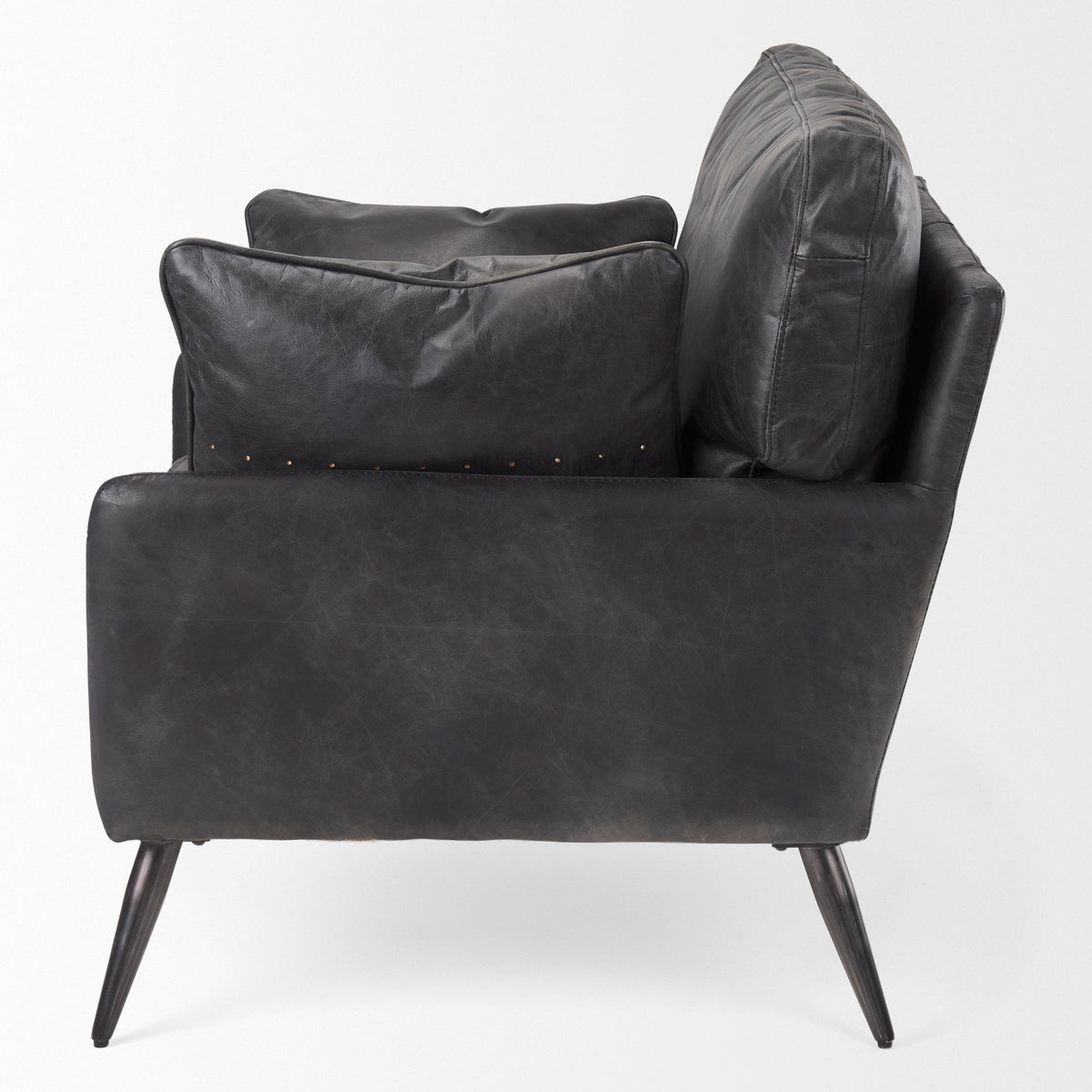 Cochrane Black Genuine Leather Arm Chair