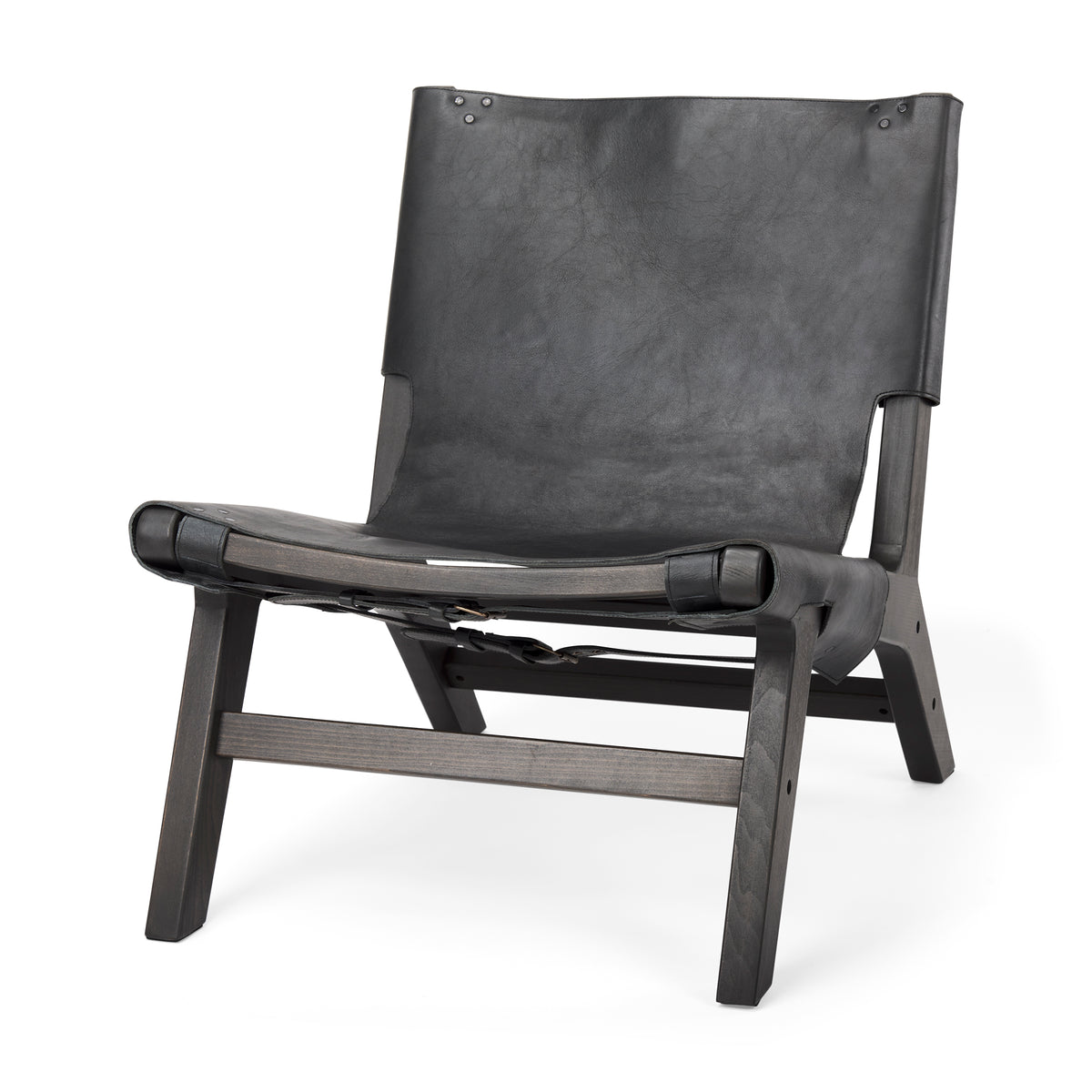 Elodie Black Leather Accent Chair