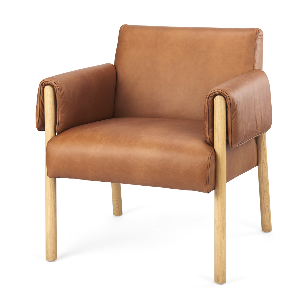 Ashton Brown Genuine Leather Accent Chair