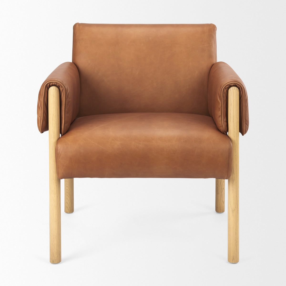 Ashton Brown Genuine Leather Accent Chair