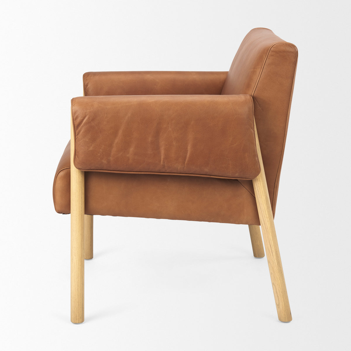 Ashton Brown Genuine Leather Accent Chair