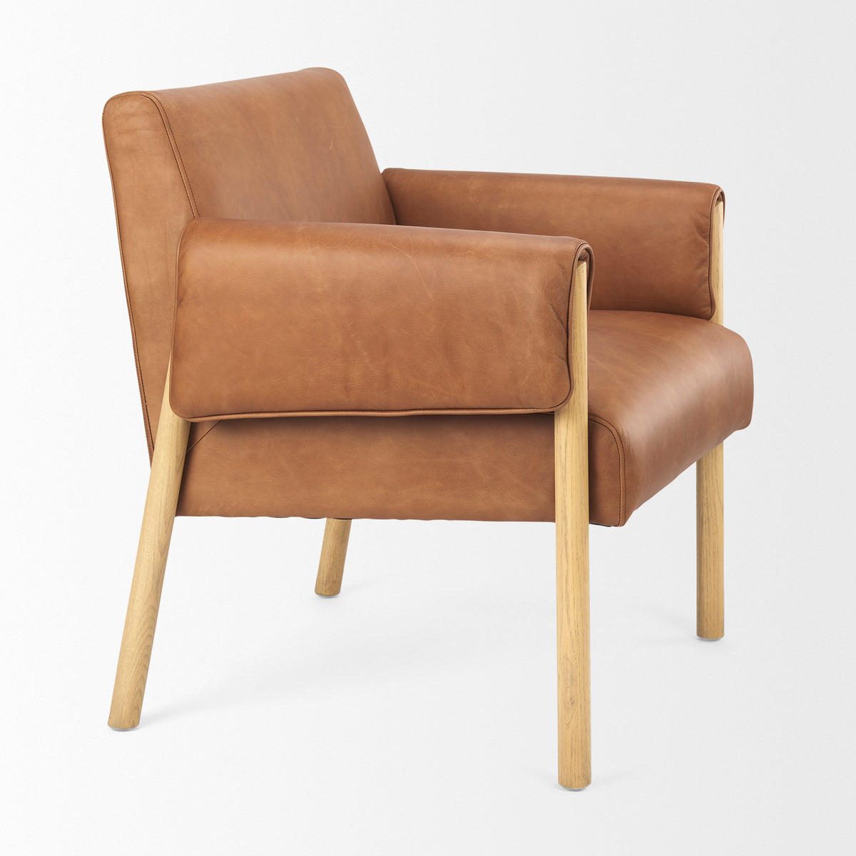 Ashton Brown Genuine Leather Accent Chair