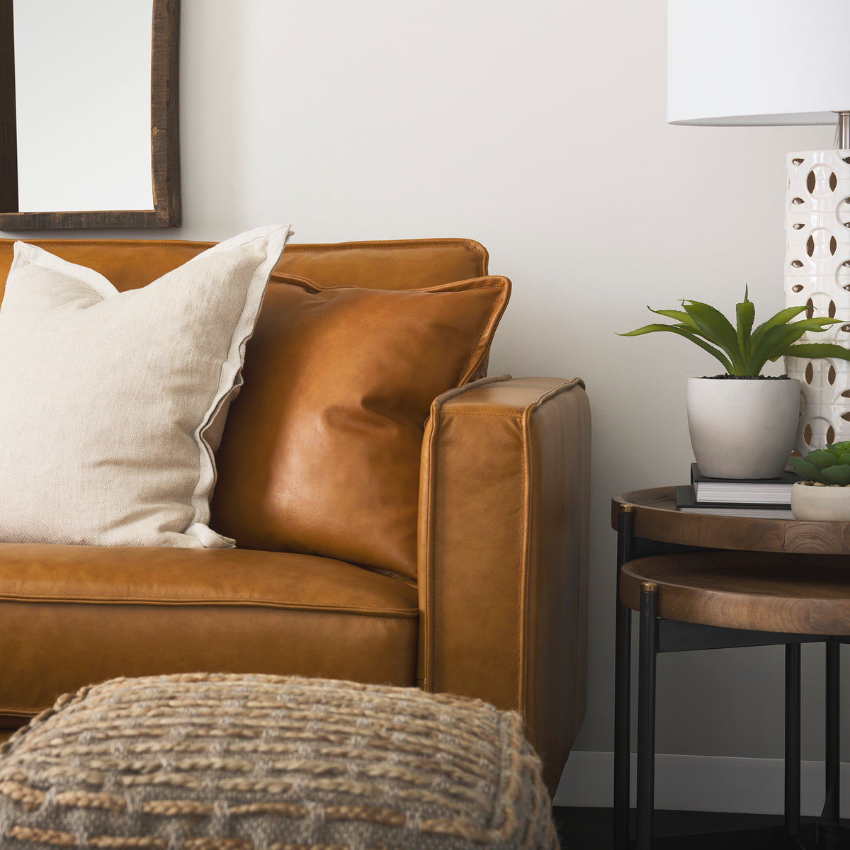 D'Arcy Tan Genuine Leather Loveseat
