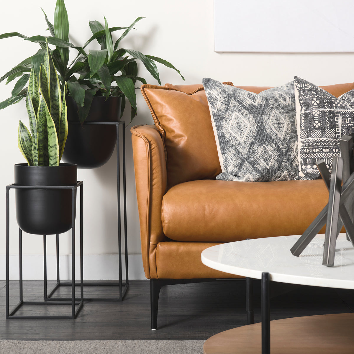 Lake Como Tan Genuine Leather 3-Seater Sofa
