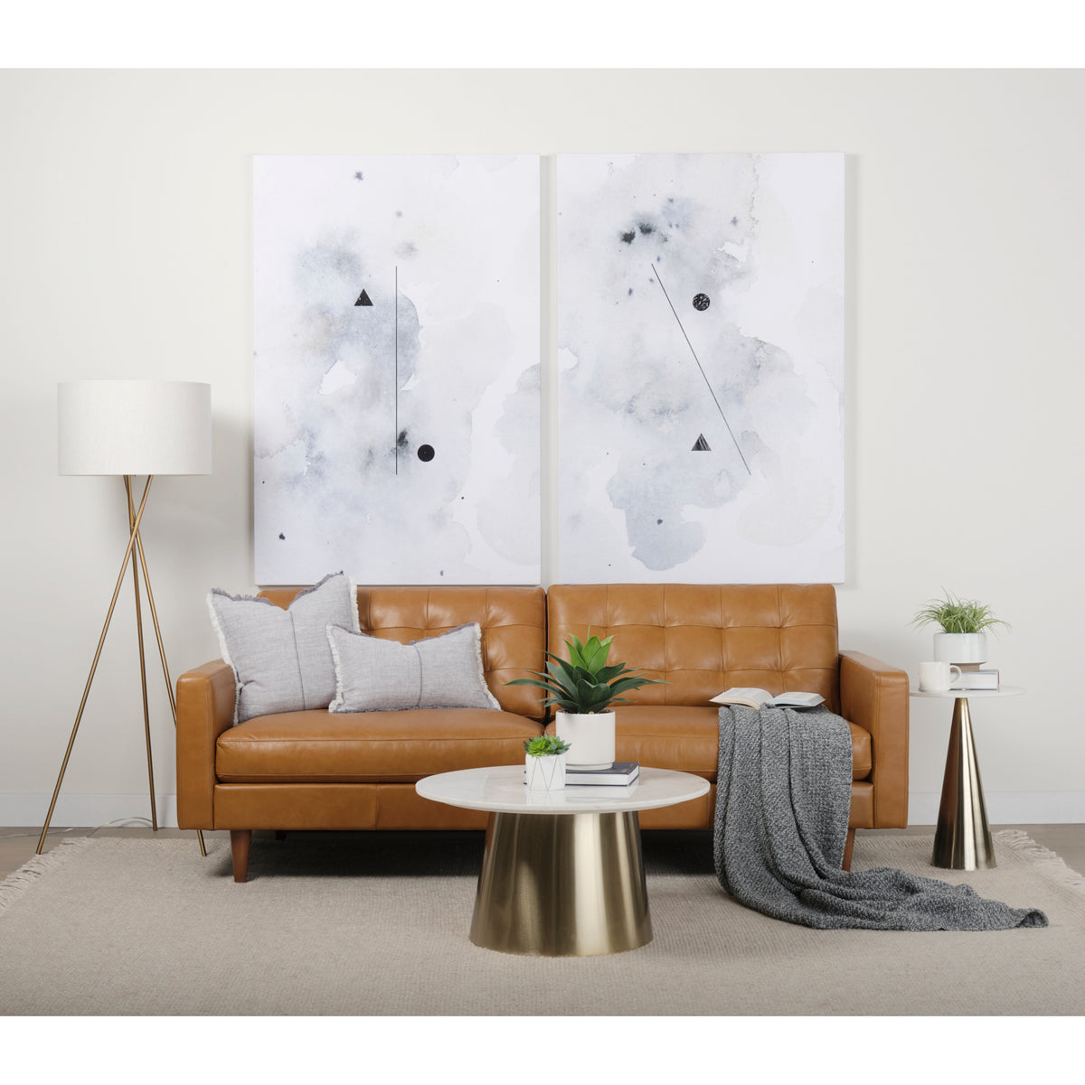 Olaf Tan Genuine Leather 3-Seater Sofa