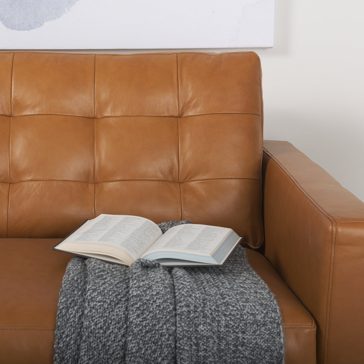 Olaf Tan Genuine Leather 3-Seater Sofa