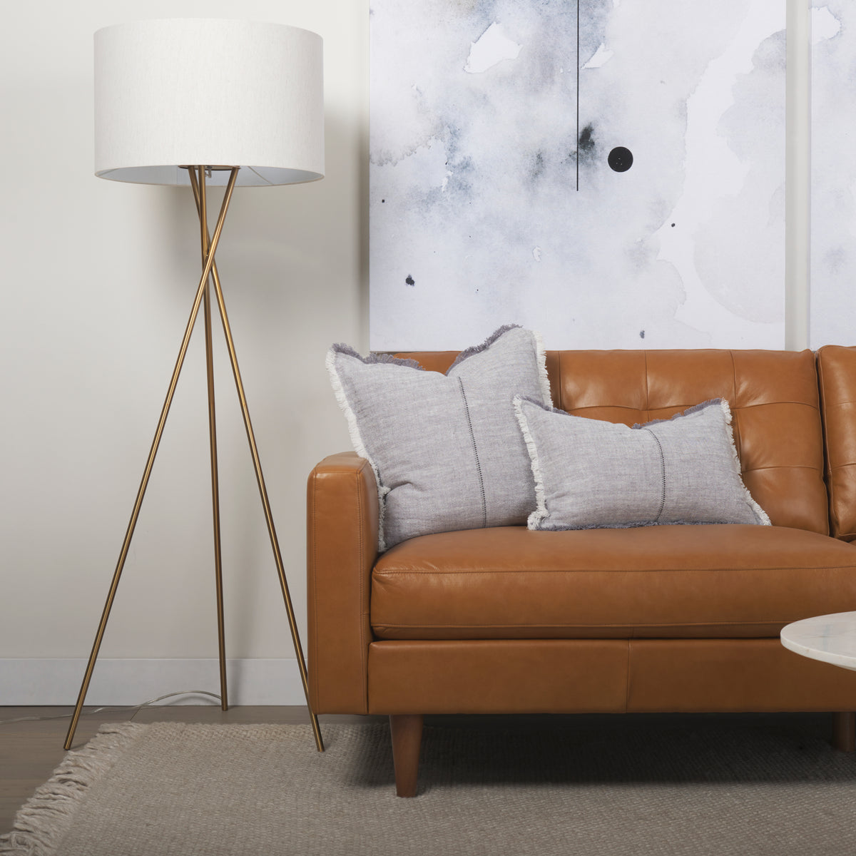 Olaf Tan Genuine Leather 3-Seater Sofa