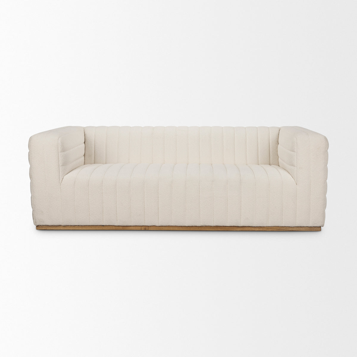 Ricciardo Cream Boucle Channel-Tufted 3-Seater Sofa