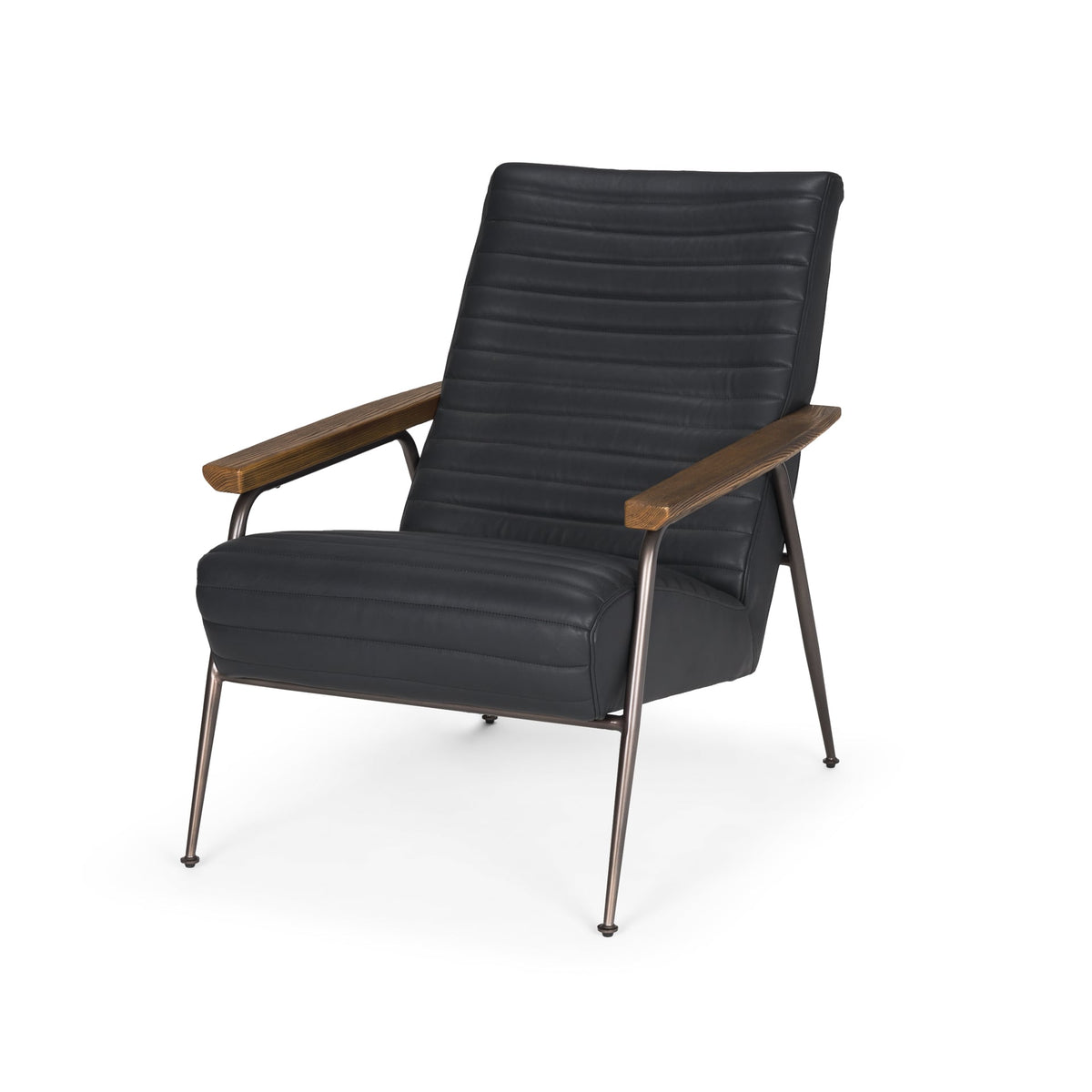 Grosjean Black Leather Black Frame Accent Chair