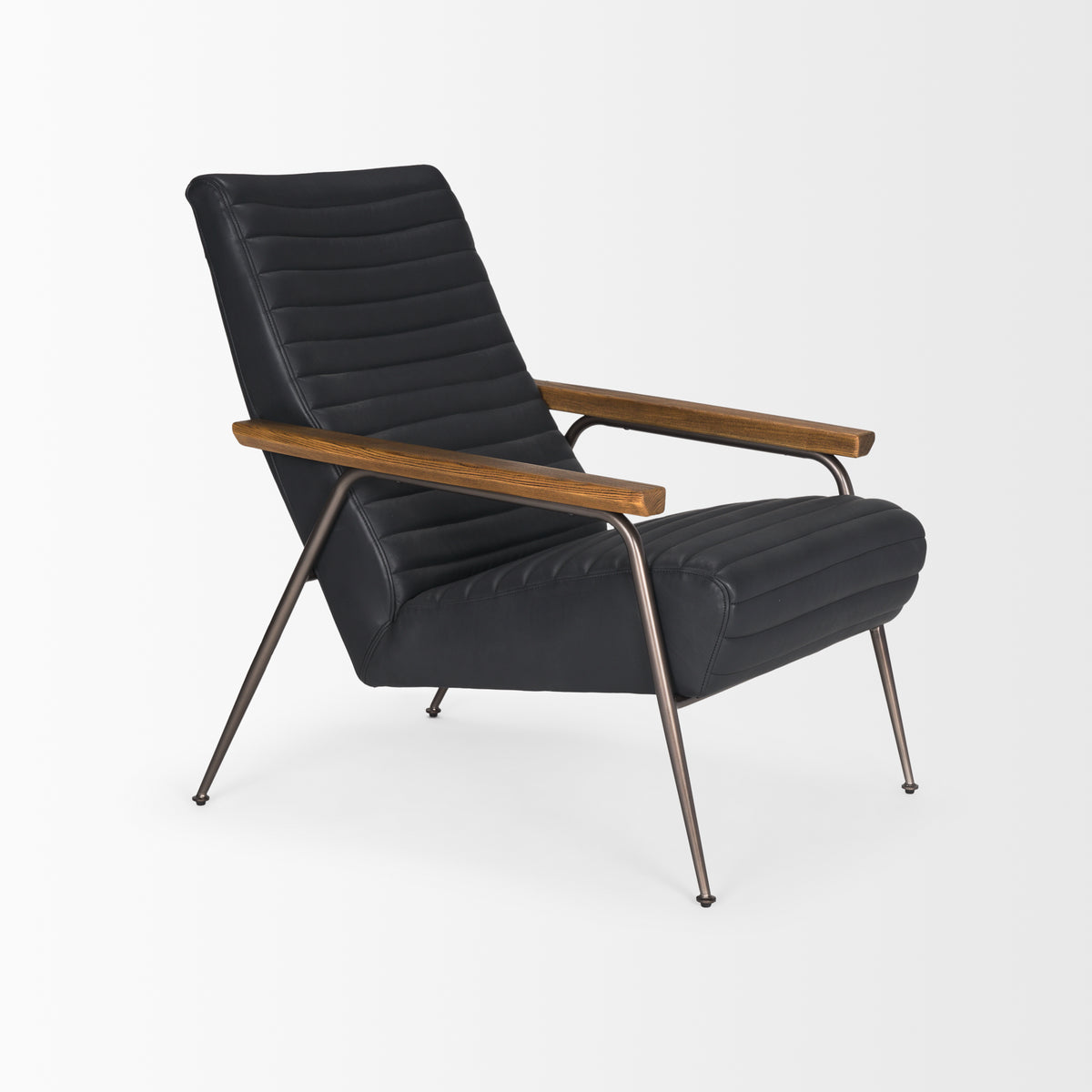 Grosjean Black Leather Black Frame Accent Chair