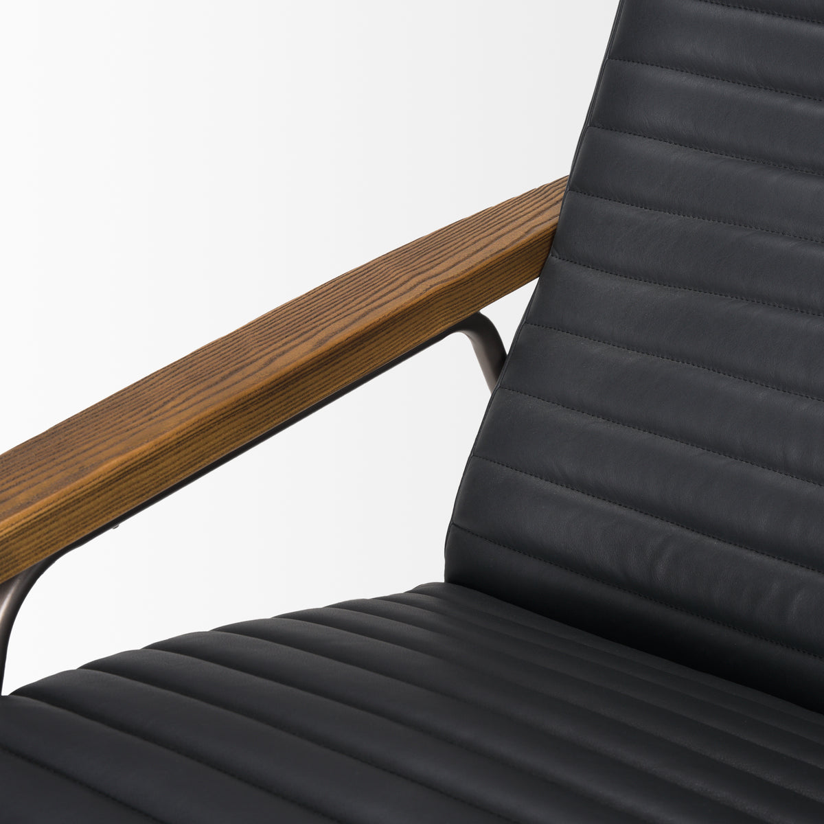 Grosjean Black Leather Black Frame Accent Chair