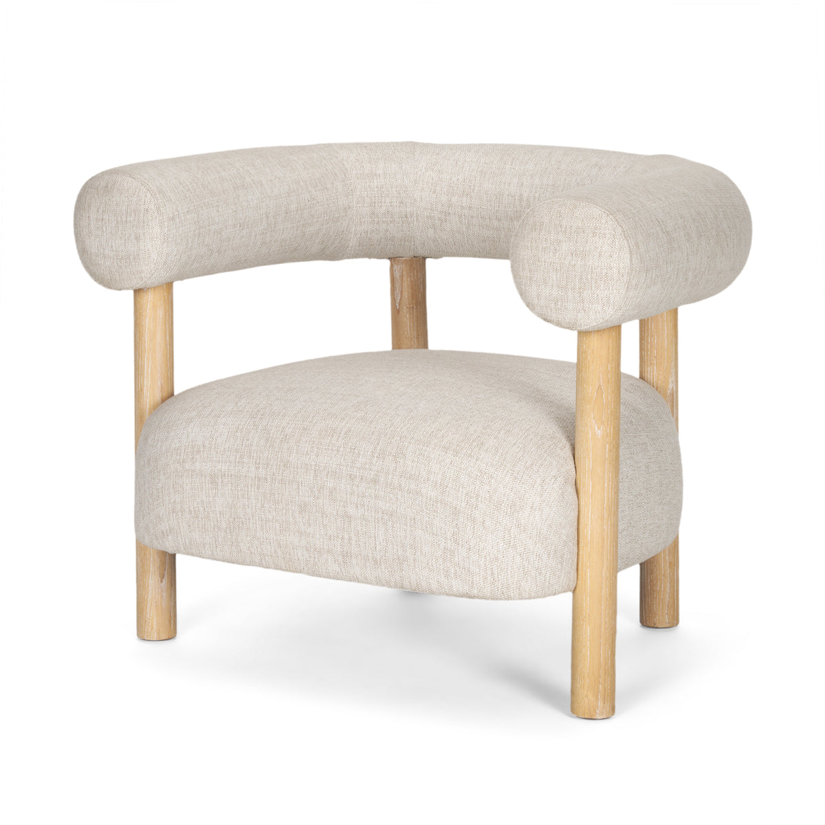 Gianna Oatmeal Fabric Open Back Accent Chair