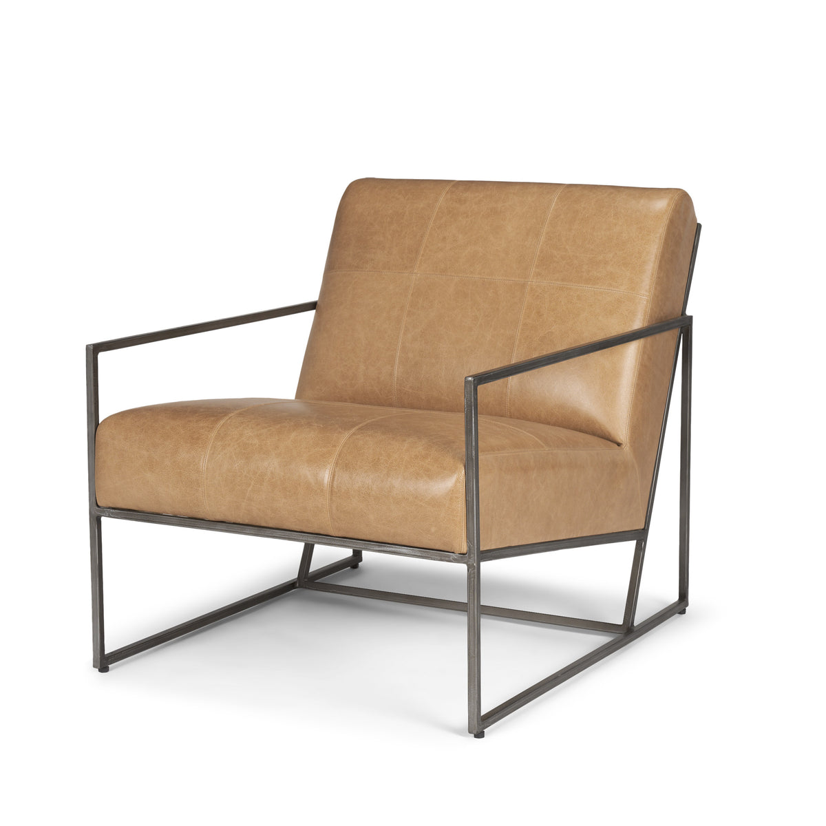 Stratton Brown Genuine Leather Accent Chair