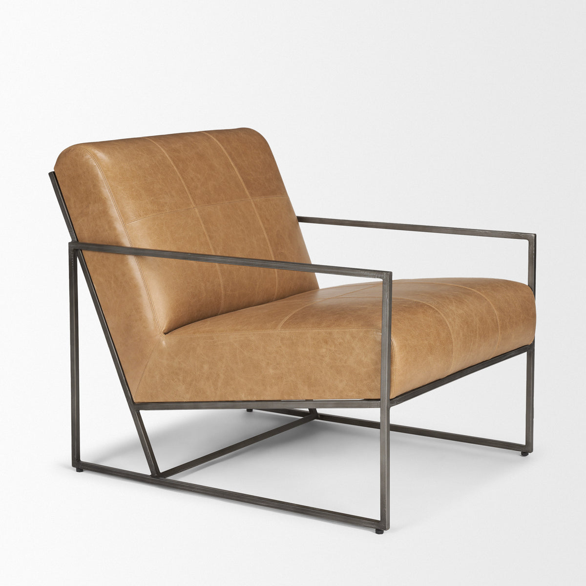 Stratton Brown Genuine Leather Accent Chair