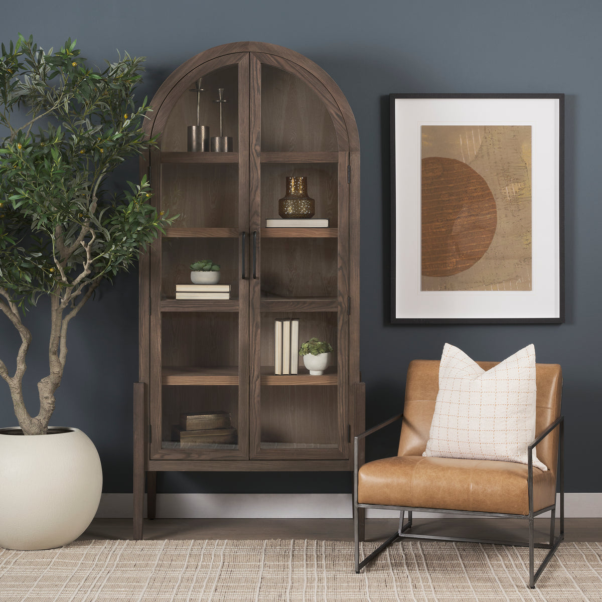 Stratton Brown Genuine Leather Accent Chair