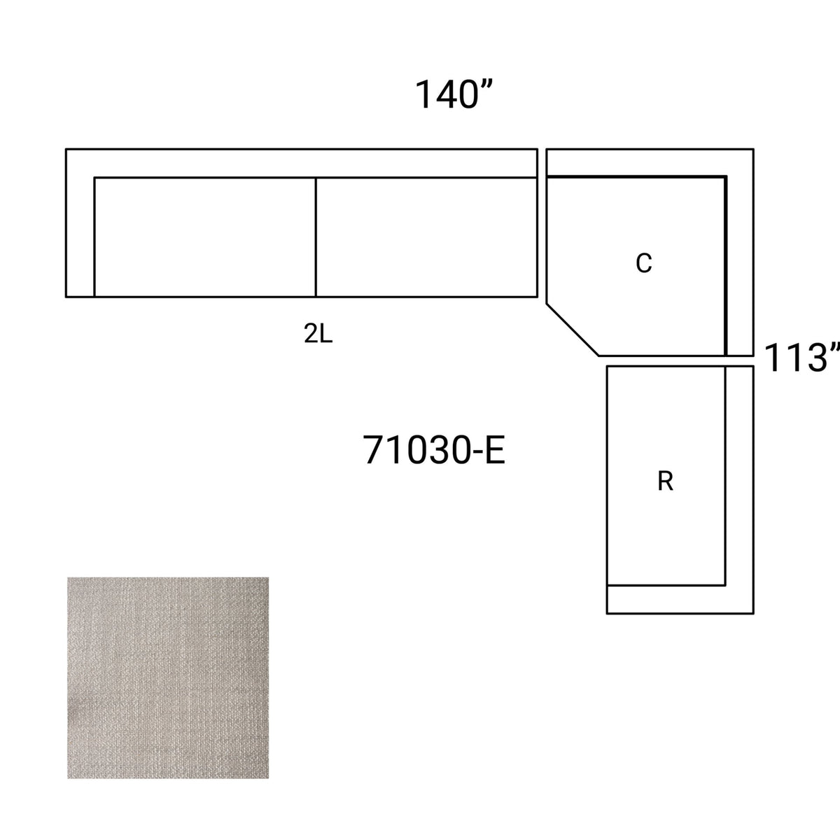 Warner Gray Performance Fabric 3-Piece Corner Sectional, 5-6 Seat