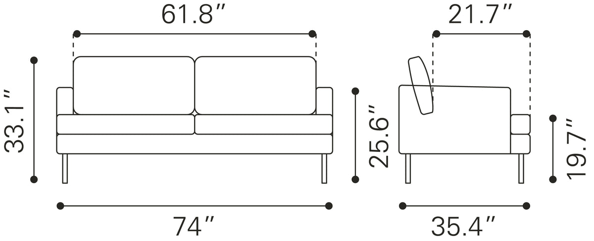 Decade Sofa Brown by Zuo Modern