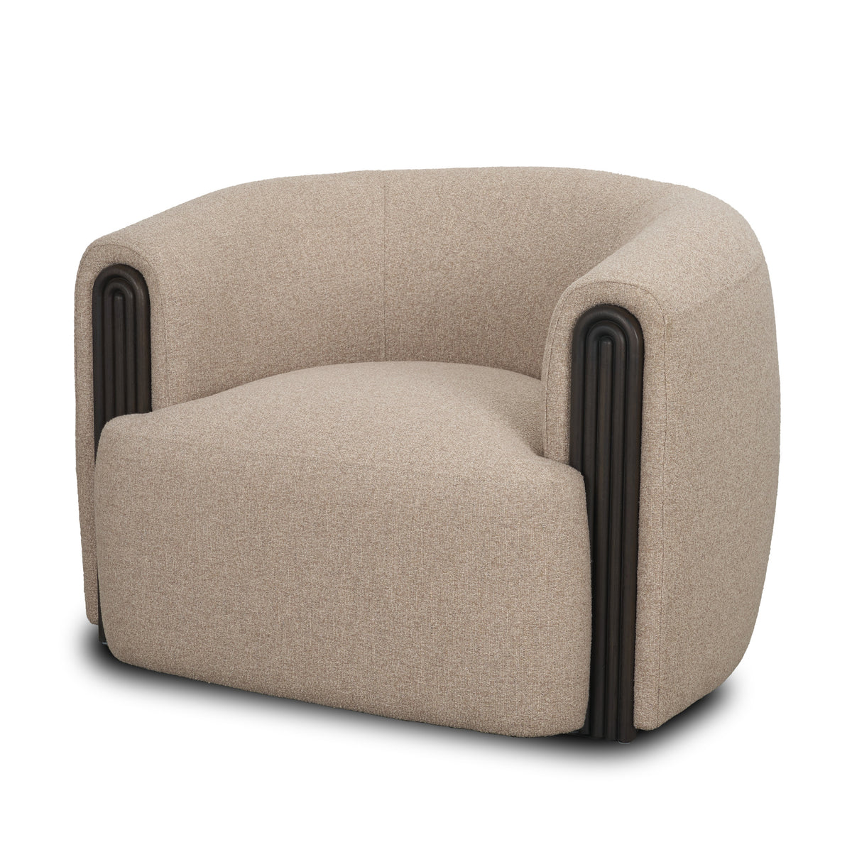 Kornelia Mushroom Gray Fabric Barrel Accent Chair