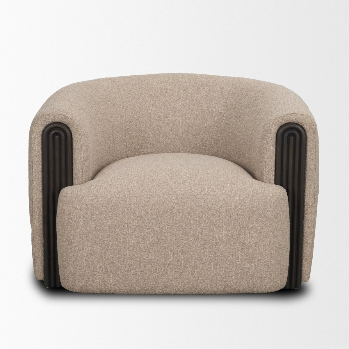 Kornelia Mushroom Gray Fabric Barrel Accent Chair