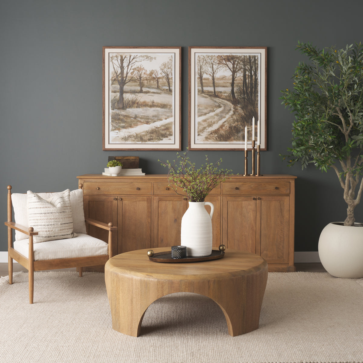 Danni Cream Fabric Beech Wood Accent Lounge Chair