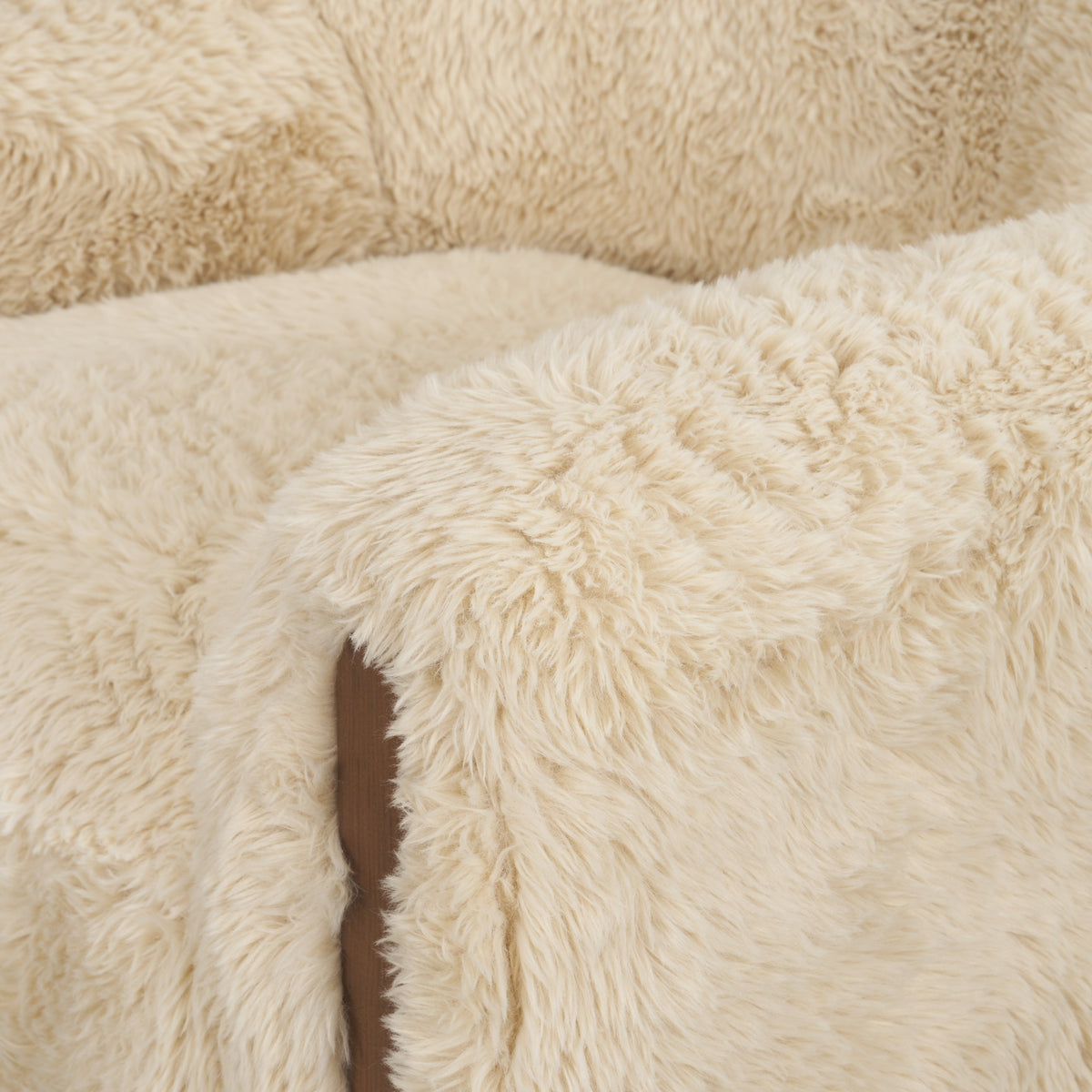 Huntley Cream Faux Fur Swivel Accent Chair