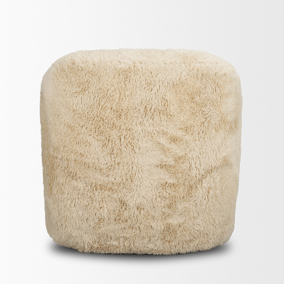 Huntley Cream Faux Fur Swivel Accent Chair