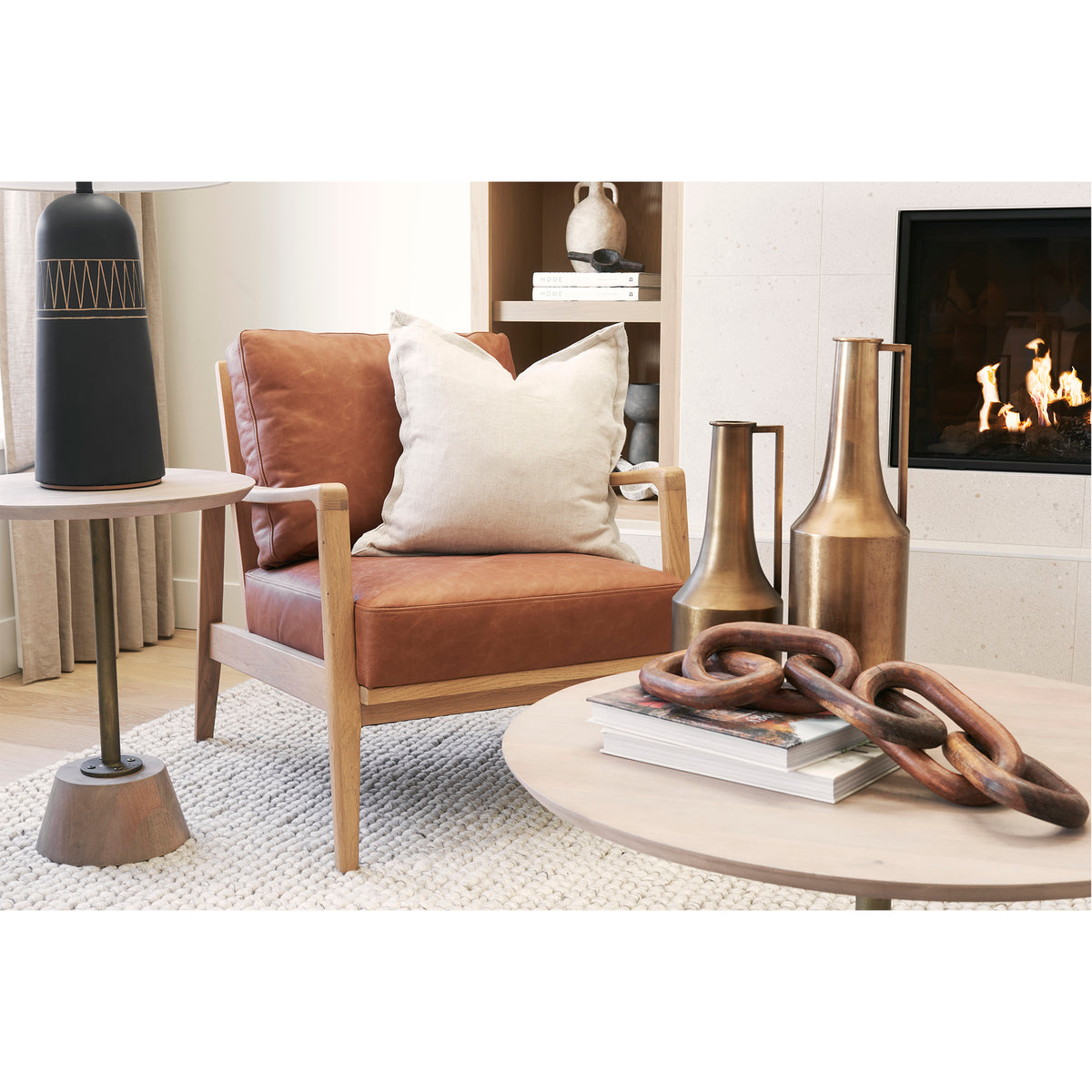 Raeleigh Cognac Leather Accent Chair