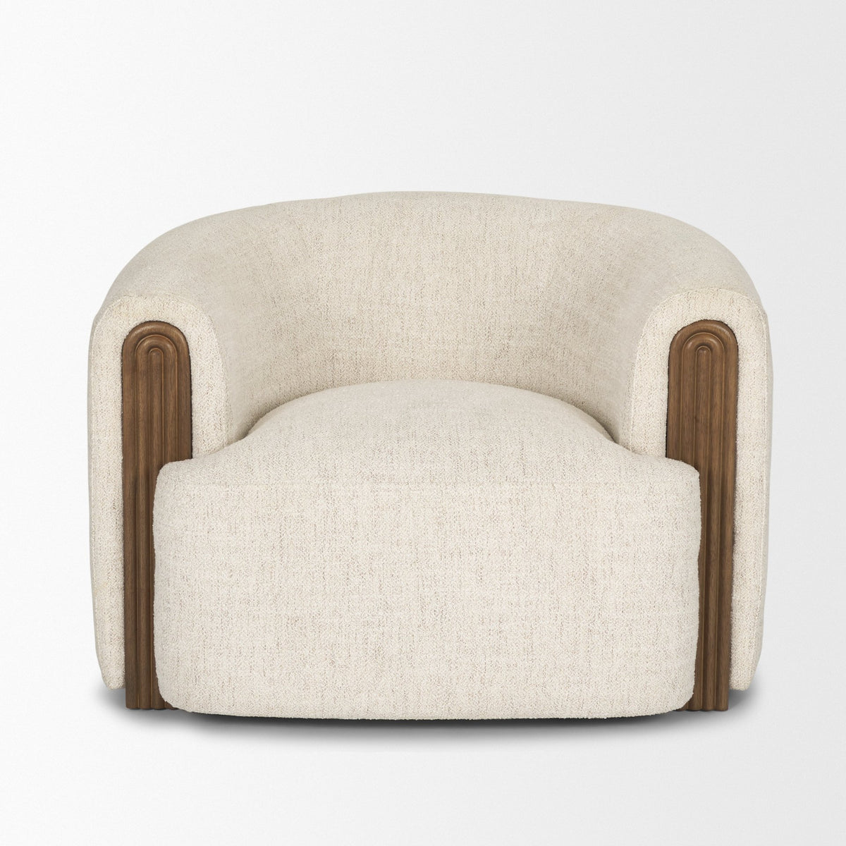 Kornelia Oatmeal Fabric Barrel Accent Chair