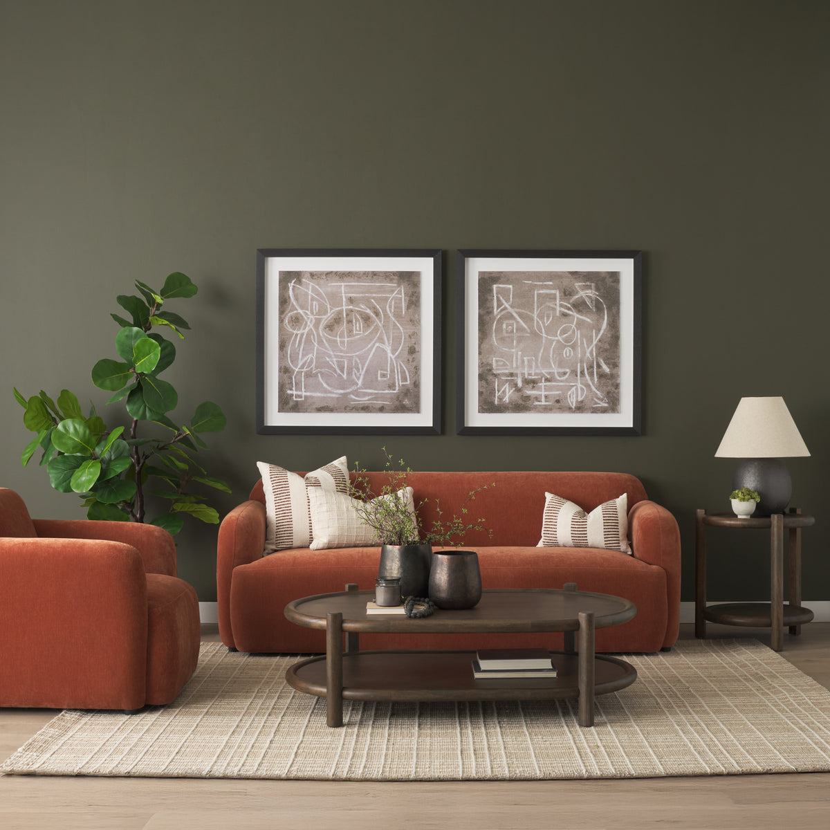 Saga Rust Stonewashed Chenille Upholstered Chair