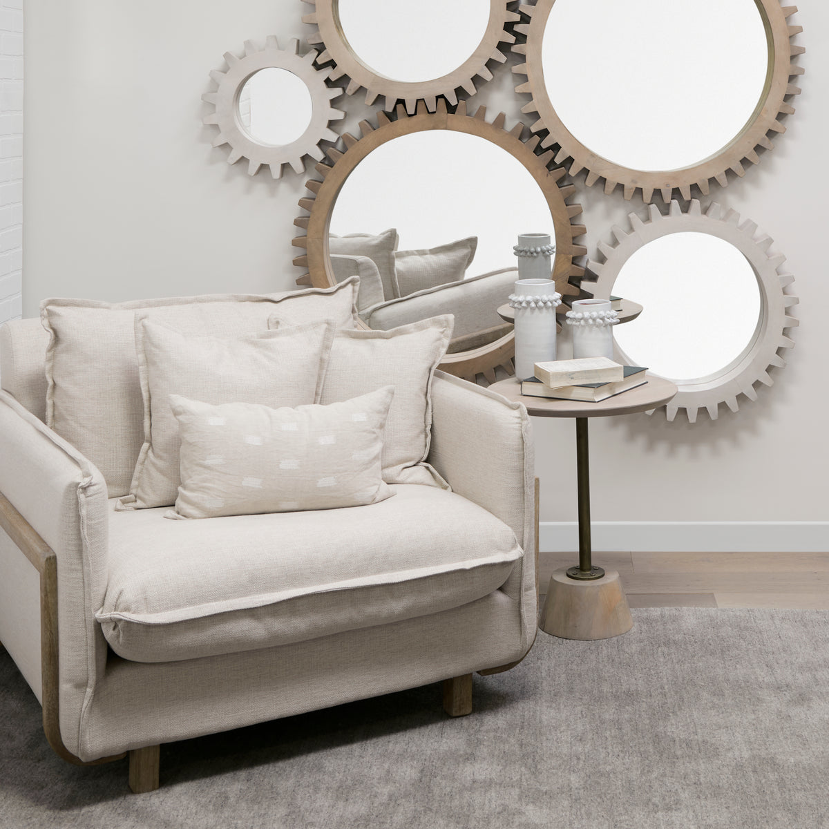 Roy Beige Upholstered Arm Chair