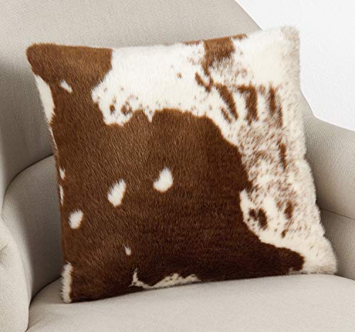 Rustic Faux Fur Cow Hide Decorative Pillow