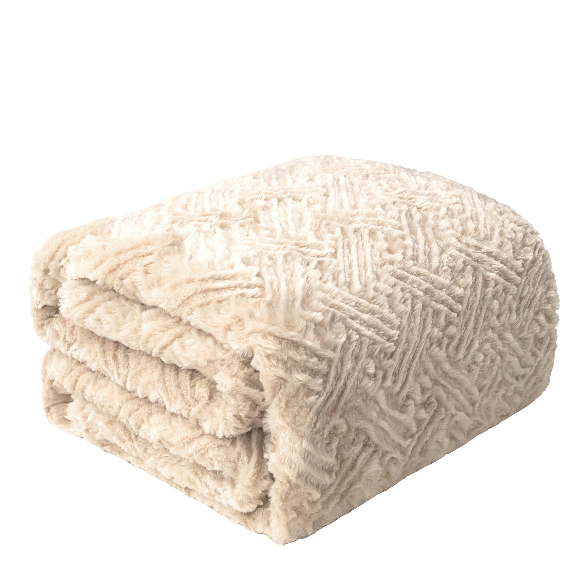 Champagne Ivory Faux Fur Throw Blanket