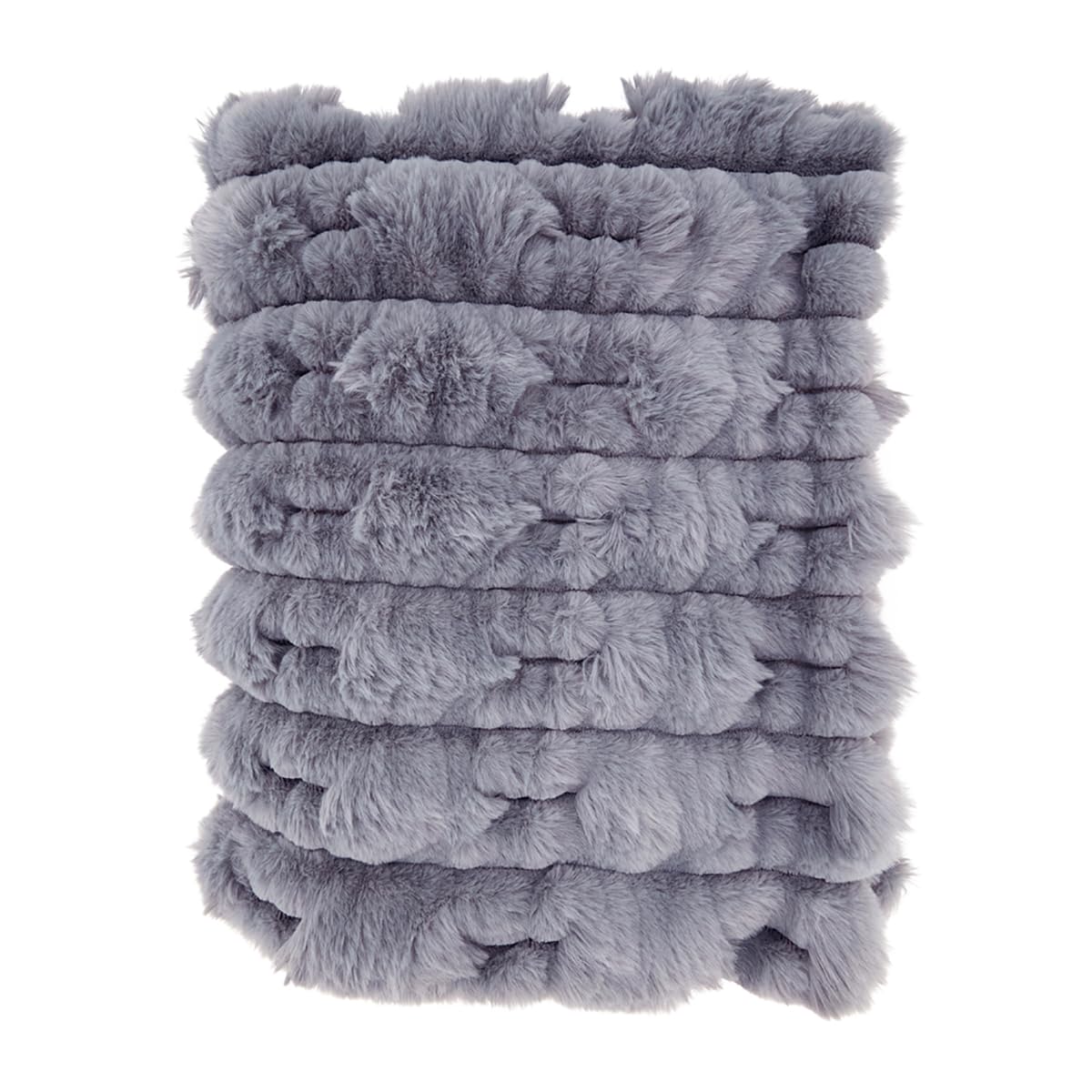 Faux Rabbit Fur Throw Blanket - Grey Plush