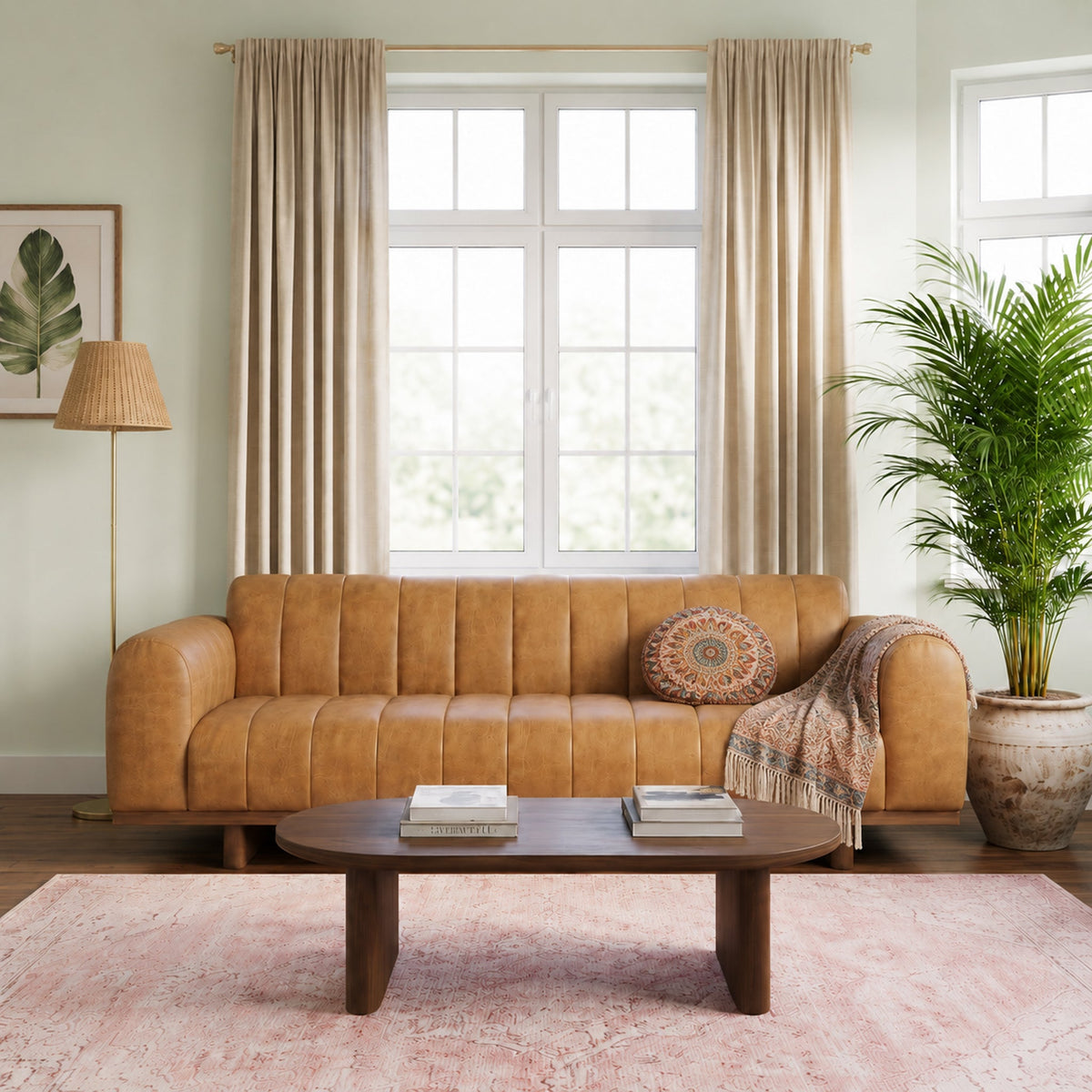Nebraska Tan Leather Sofa