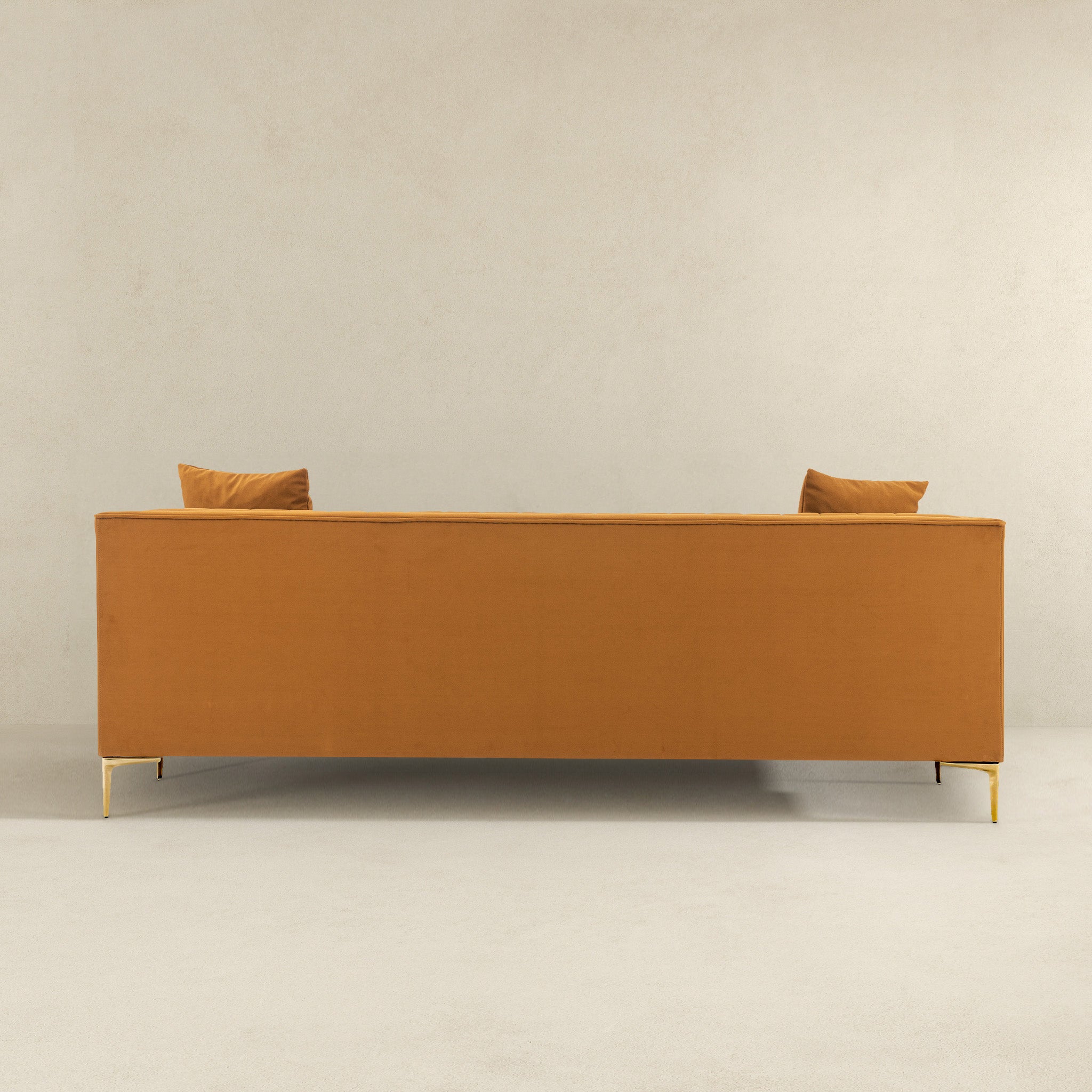 Lewis Cognac Velvet Sofa - 91"