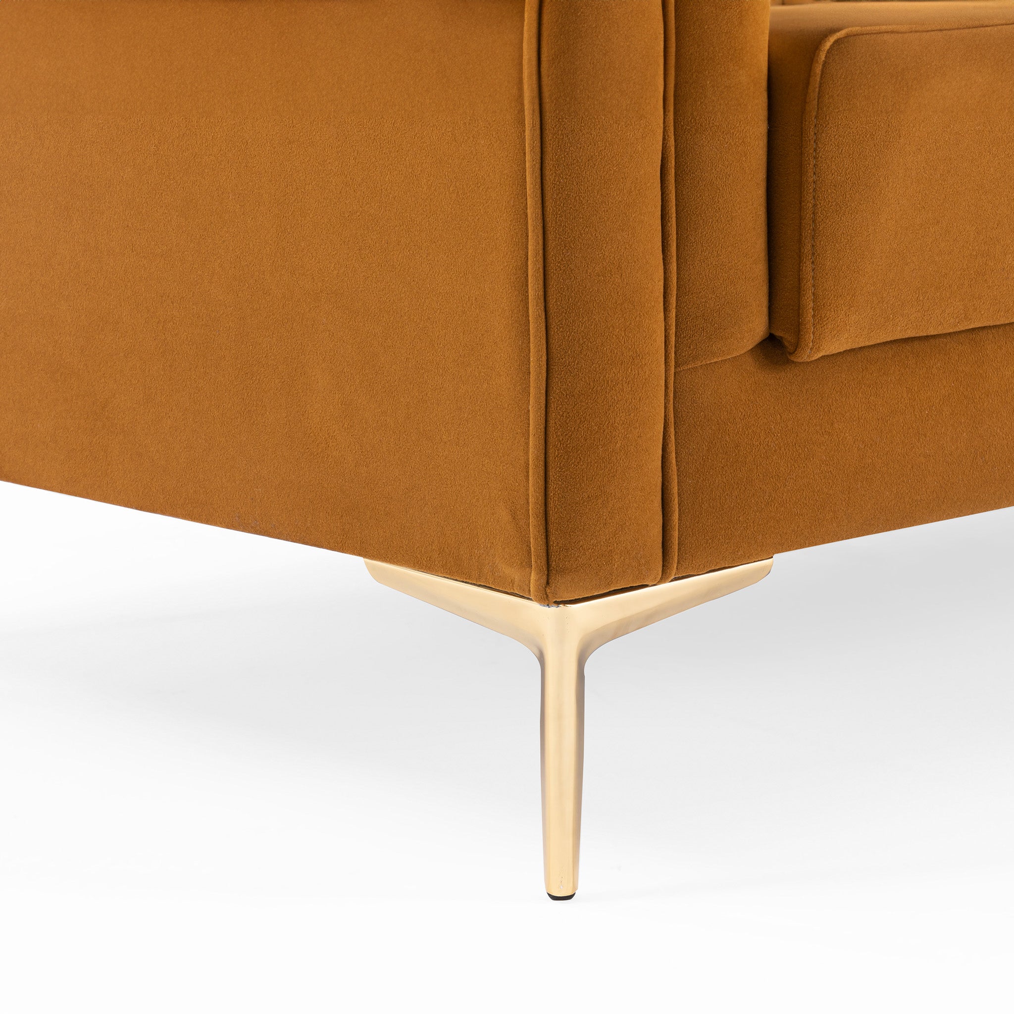 Lewis Cognac Velvet Sofa - 91"