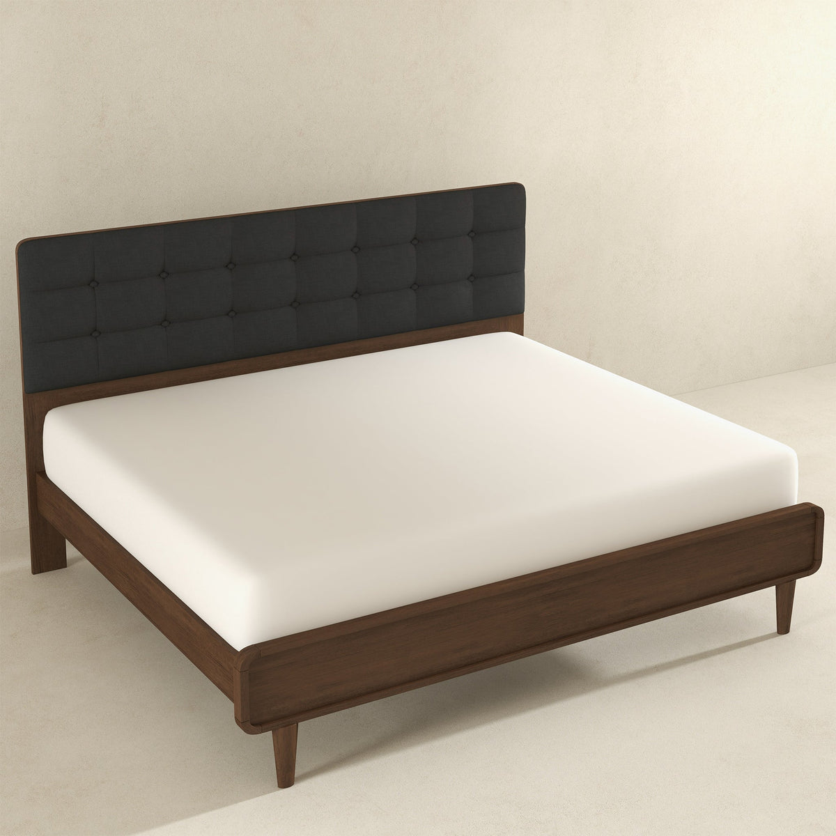 Alvarez Grey Fabric King Platform Bed