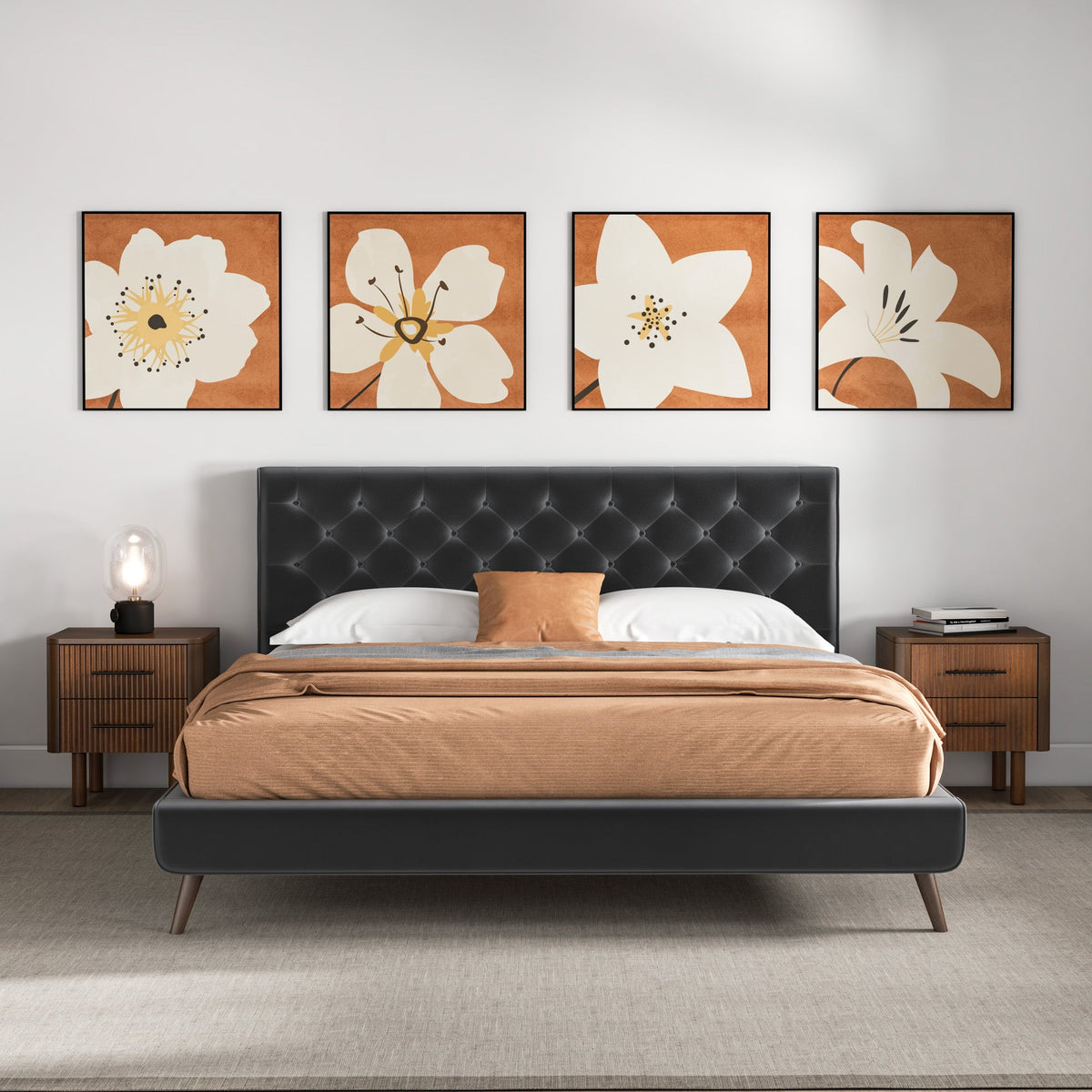 Dillon Grey Velvet King Platform Bed