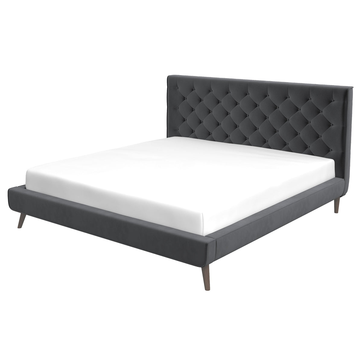 Dillon Grey Velvet King Platform Bed