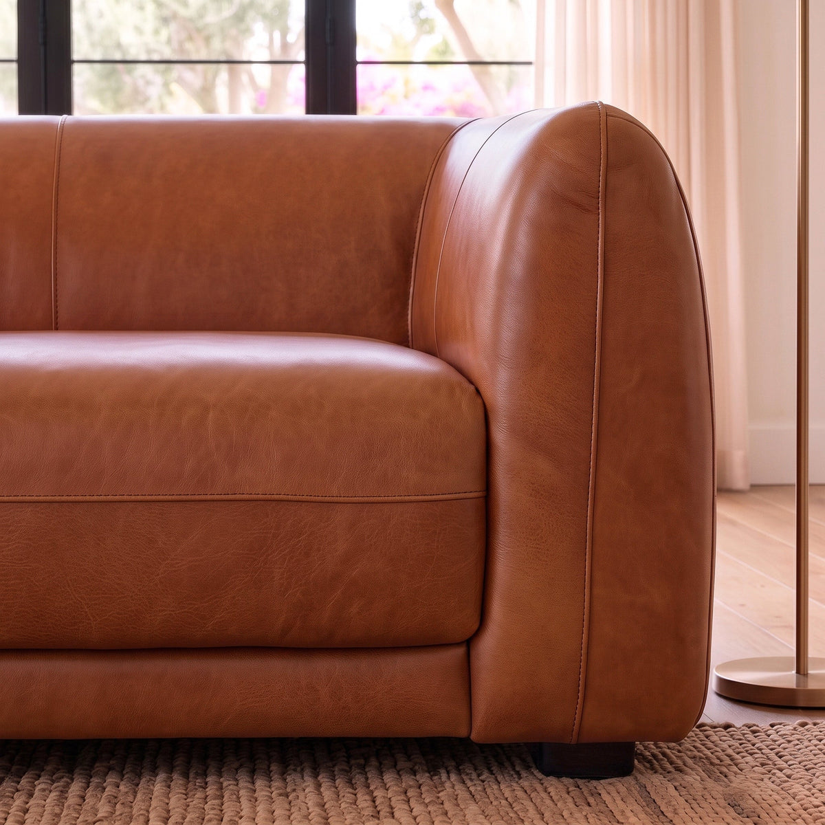 Maine Brown Leather Sofa